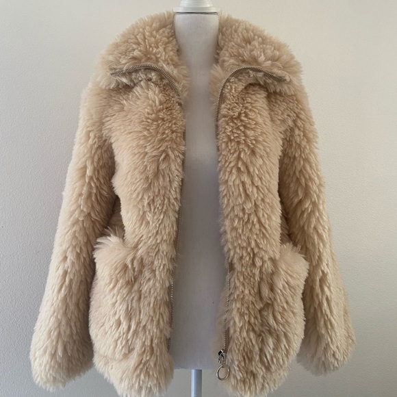 Topshop Jonas faux shearling zip fur coat borg Sherpa - Picture 8 of 14